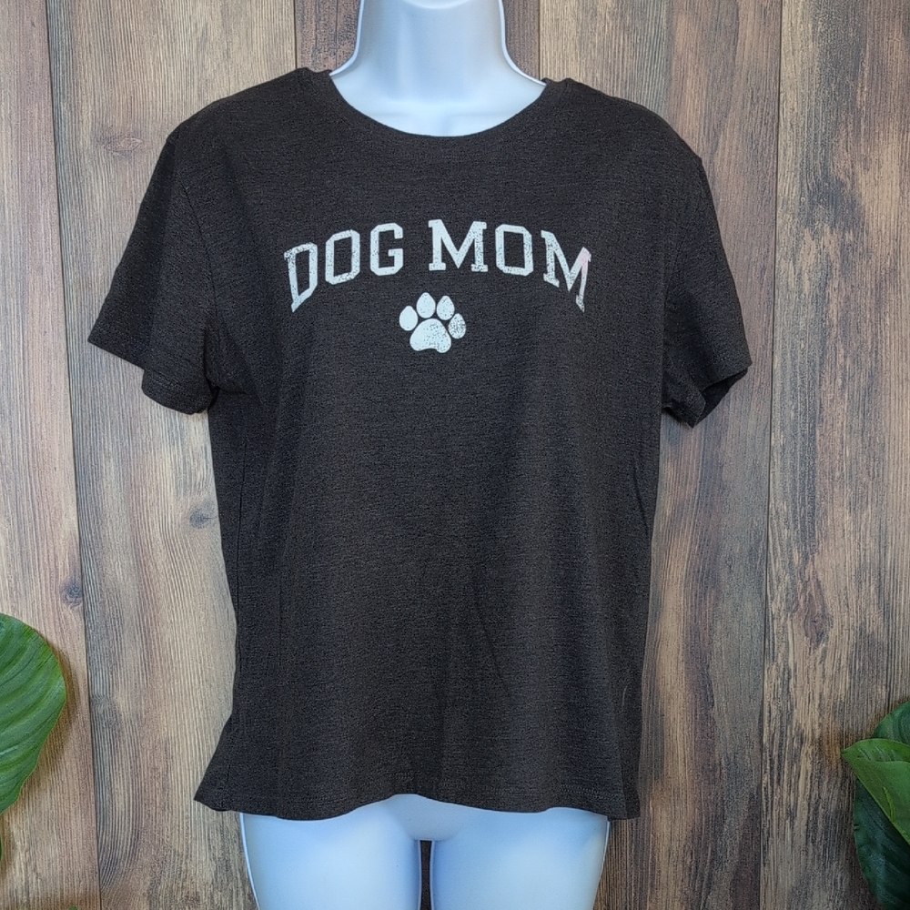 Modern Lux Charcoal Dog Mom Crop Short Sleeve Tee L          M664